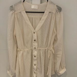 NanaMacs Remember the Days Swiss Dot Button Up Top